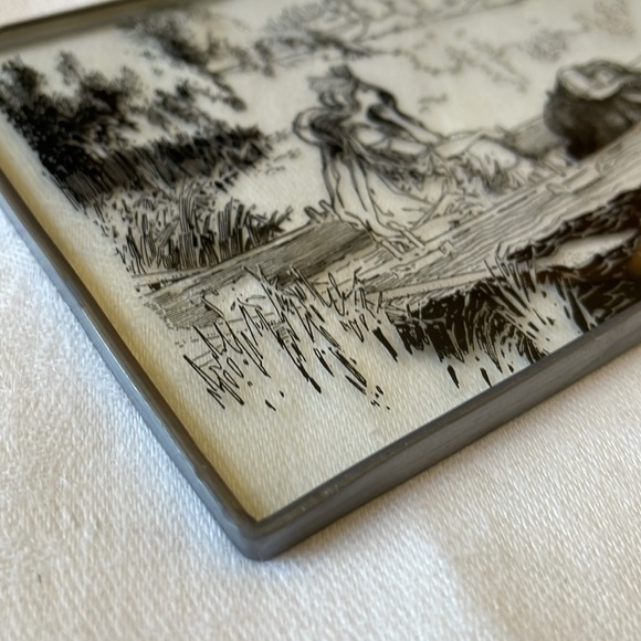 Art Nouveau style glass display part window panel 6” x 4” lake scene - Picture 7 of 7